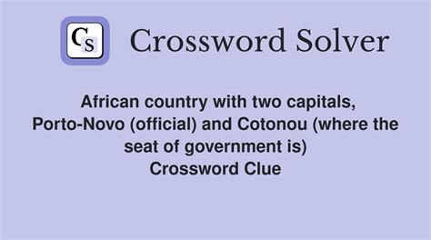 porto novo is there crossword clue|porto novo is its capital Crossword Clue 